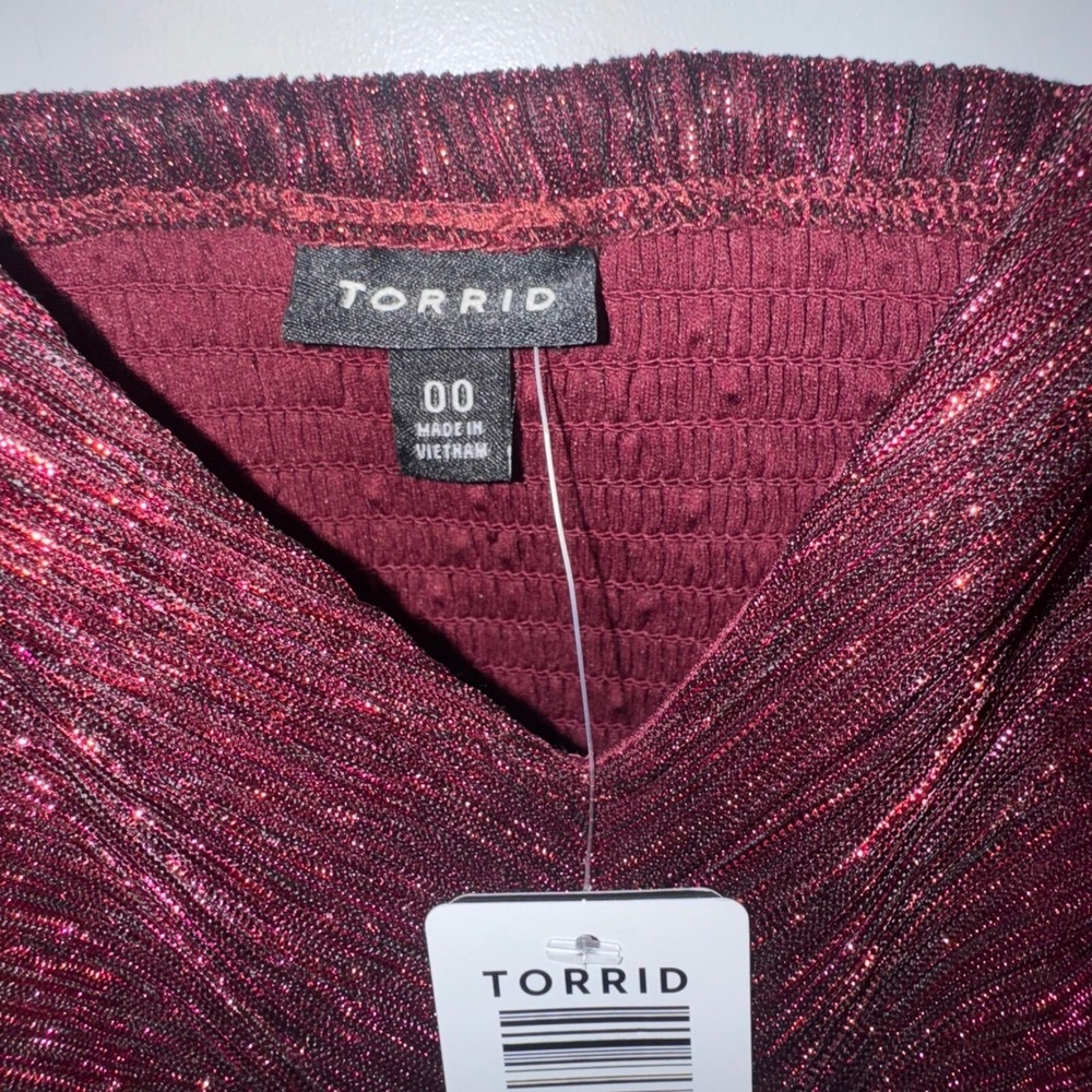 Torrid | new w/tags| tea length spaghetti strap burgundy dress | size 10 - Picture 11 of 15
